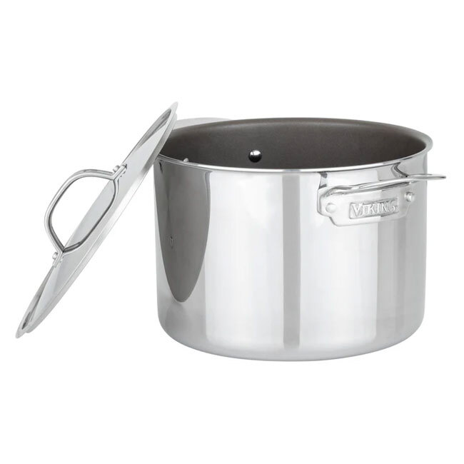 VIKING Pureglide Pro 3-Ply 8 Qt. Stock Pot with Metal Lid