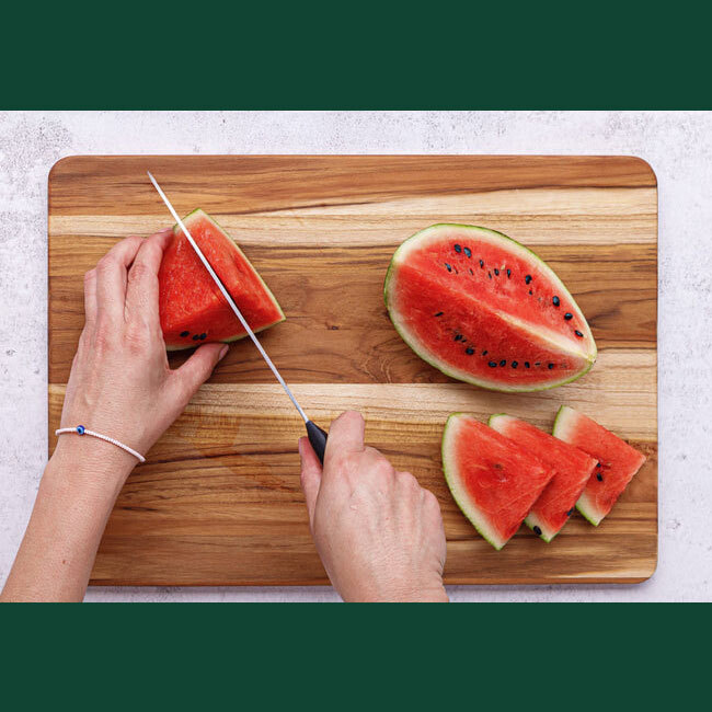 Teakhaus Essential Rectangle Cutting Board | Large in use