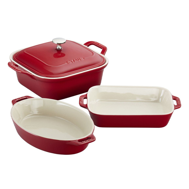 Product Staub Ceramic 4-Piece Baking Dish Set | Cherry Red