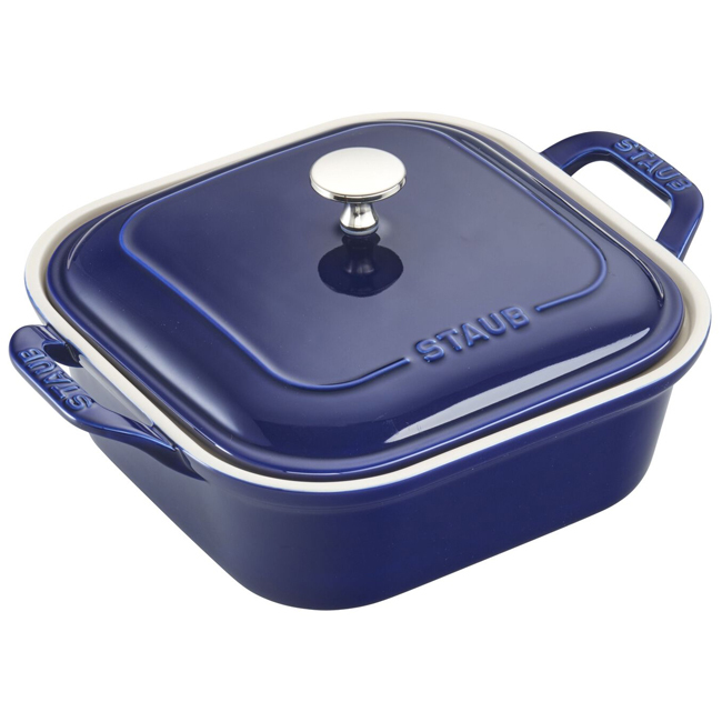 Staub Ceramics 4-Piece Baking Dish Set | Dark Blue Covered Casserole