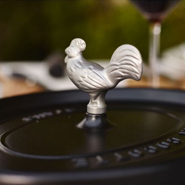 Staub Stainless Steel Animal Knob | Rooster on lid