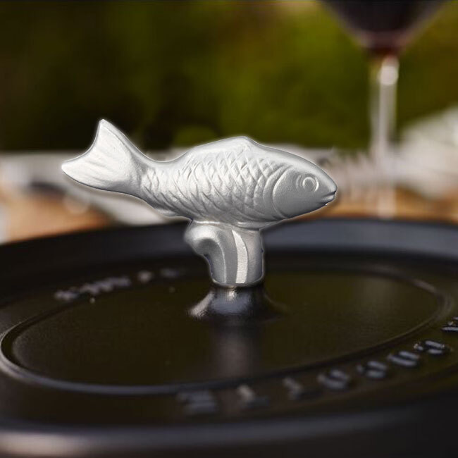 Staub Stainless Steel Animal Knob | Fish on lid