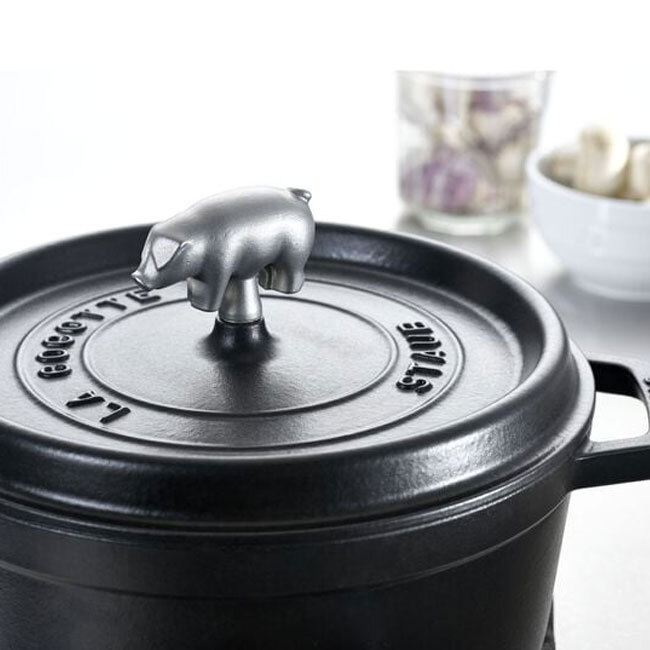 Staub Stainless Steel Animal Knob | Pig on lid