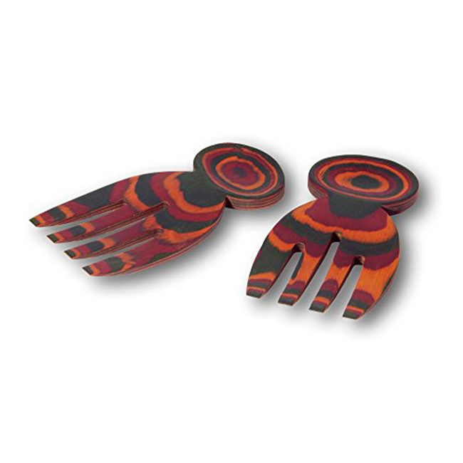 Product Island Bamboo 8” Pakkawood Salad Hands, Rainbow