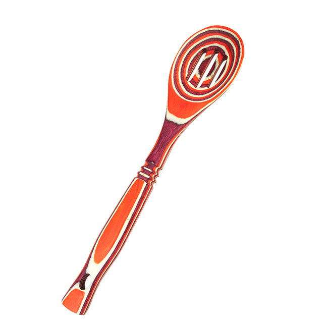 Island Bamboo 12” Pakkawood Slotted Spoon, Red