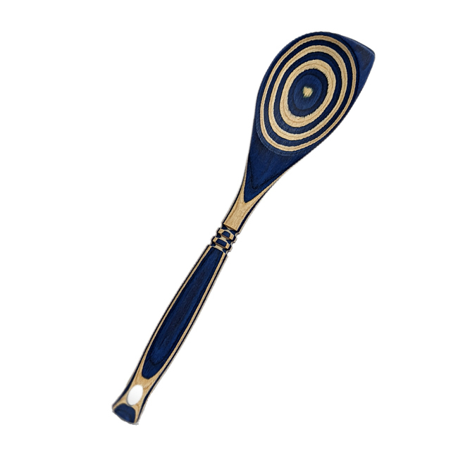 Island Bamboo 12” Pakkawood Corner Spoon, Blue