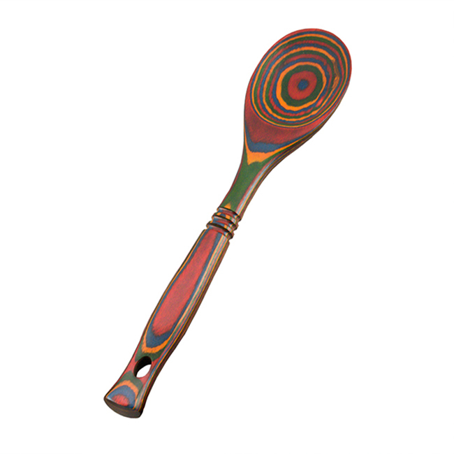 Product Island Bamboo 12” Pakkawood Spoon, Rainbow