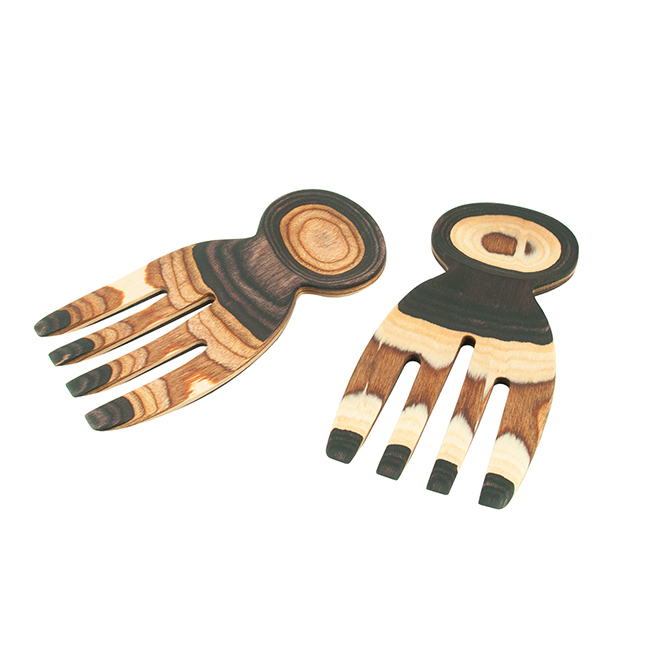 Product Island Bamboo 8” Pakkawood Salad Hands, Natural