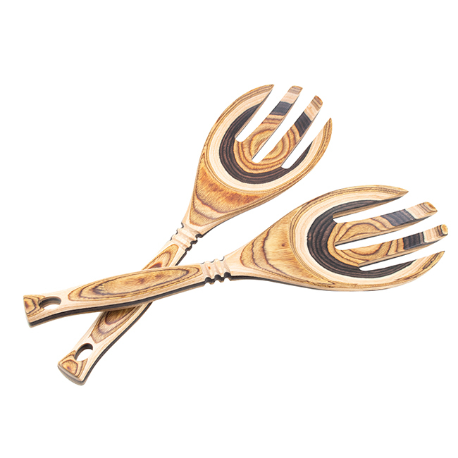 Product Island Bamboo 12” Pakkawood Salad Servers, Natural