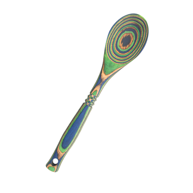 Island Bamboo 12” Pakkawood Spoon, Peacock	