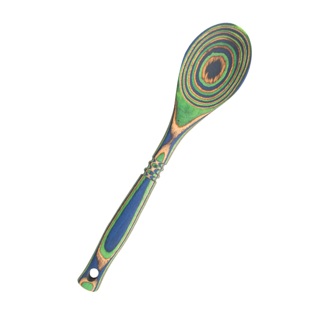 Product Island Bamboo 12” Pakkawood Spoon, Peacock	
