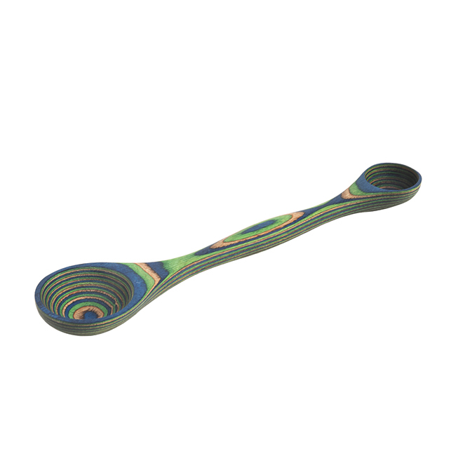 Island Bamboo 9” Pakkawood Double Measuring Spoon, Peacock