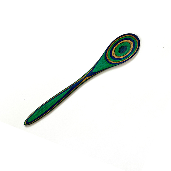 Island Bamboo 8” Pakkawood Mini-Spoon, Peacock