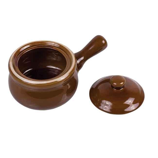 French Onion Soup Crock Bowl with lid off