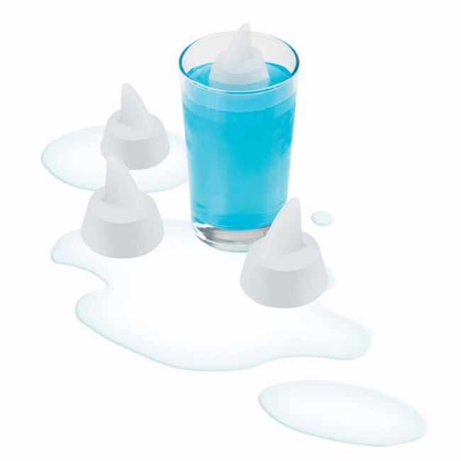 HIC Kitchen Silicone Shark Fin Ice Tray and Baking Molds - ice cubes and cup