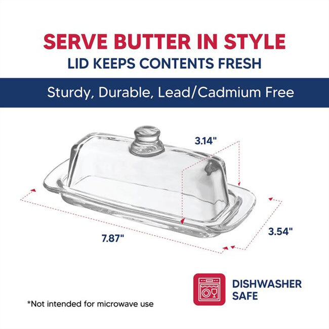 HIC | Kitchen Glass Butter Dish w/ Lid
