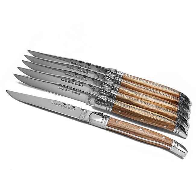 TB Groupe Laguiole Production 6-Steak Knives Set – Light Wood Handle