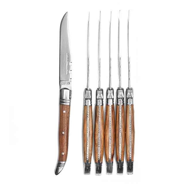TB Groupe Laguiole Production 6-Steak Knives Set – Light Wood Handle