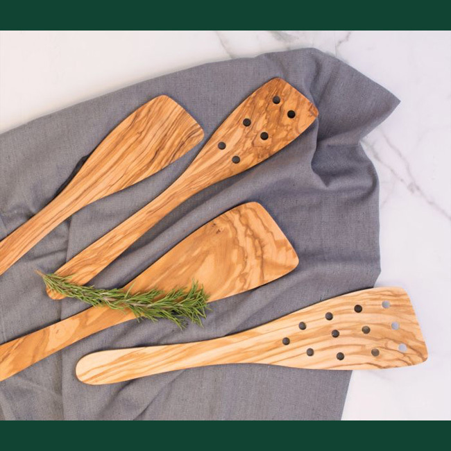 HIC | Eddington’s Italian Olive Wood Wide Pierced Spatula | 12.5”