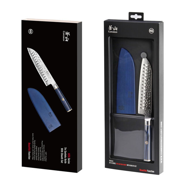 Cangshan KITA Series Blue 7” Santoku Knife with Sheath	
