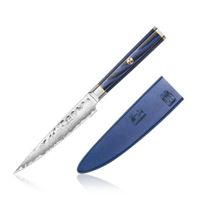 Cangshan KITA Series Blue 5” Serrated Utility Knife with Sheath