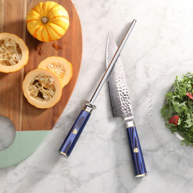 Cangshan KITA Series Blue 9” Honing Steel, Diamond-Coated Knife Sharpener