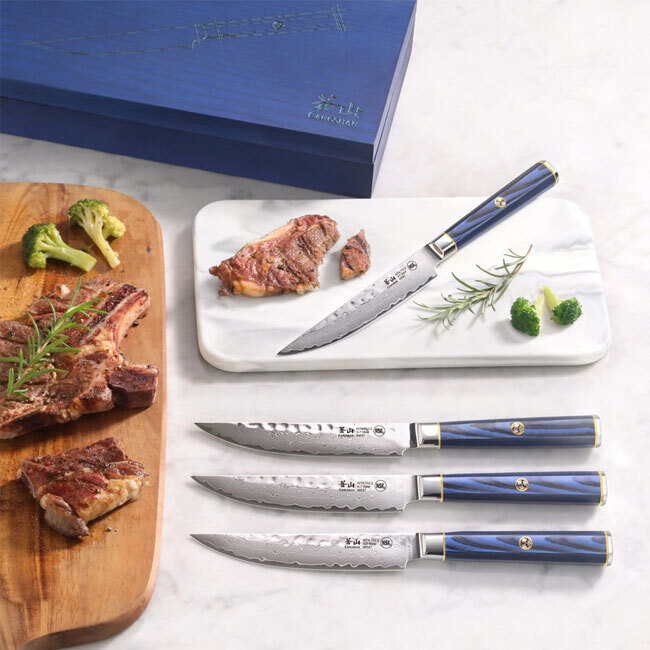 Cangshan KITA Series Blue 4-Piece Fine Edge Steak Knife Set