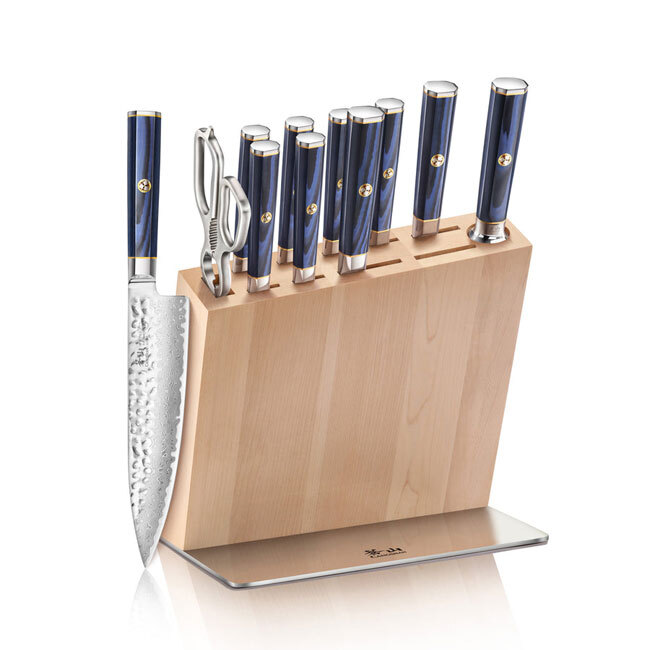 Cangshan KITA Series Blue 12-Piece Knife HUA Knife Block Set | Maple