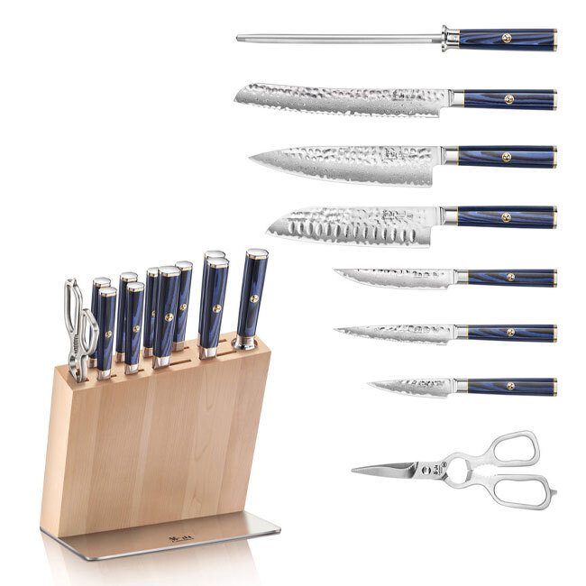 Cangshan KITA Series Blue 12-Piece Knife HUA Knife Block Set | Maple