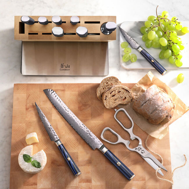 Cangshan KITA Series Blue 12-Piece Knife HUA Knife Block Set | Maple