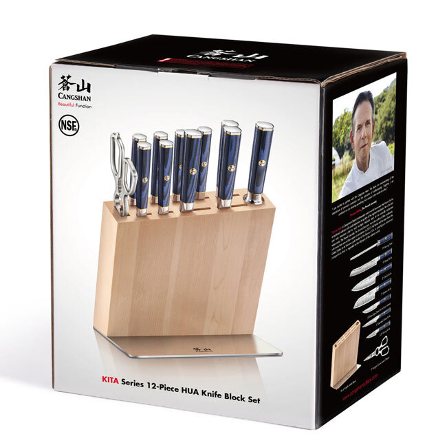 Cangshan KITA Series Blue 12-Piece Knife HUA Knife Block Set | Maple