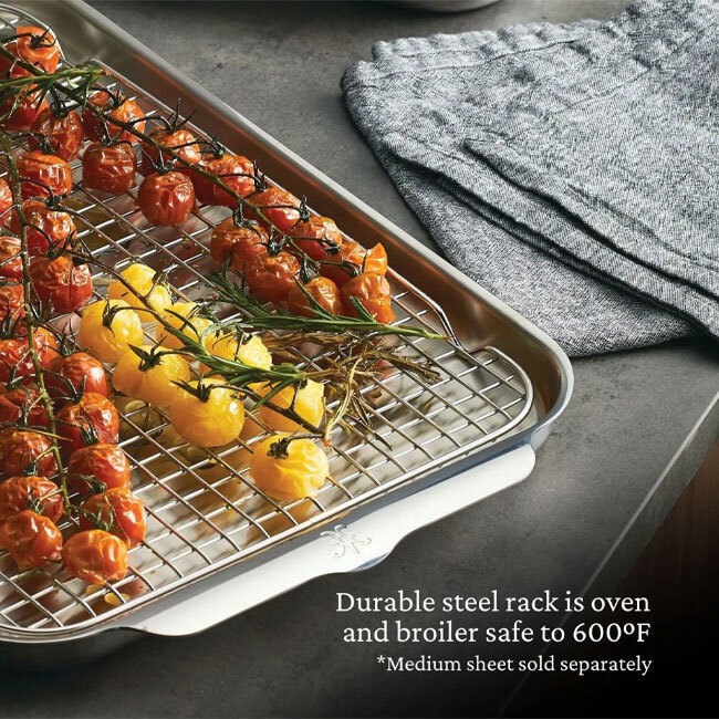 Hestan Provisions OvenBond Stainless Steel Medium Pan Rack in use