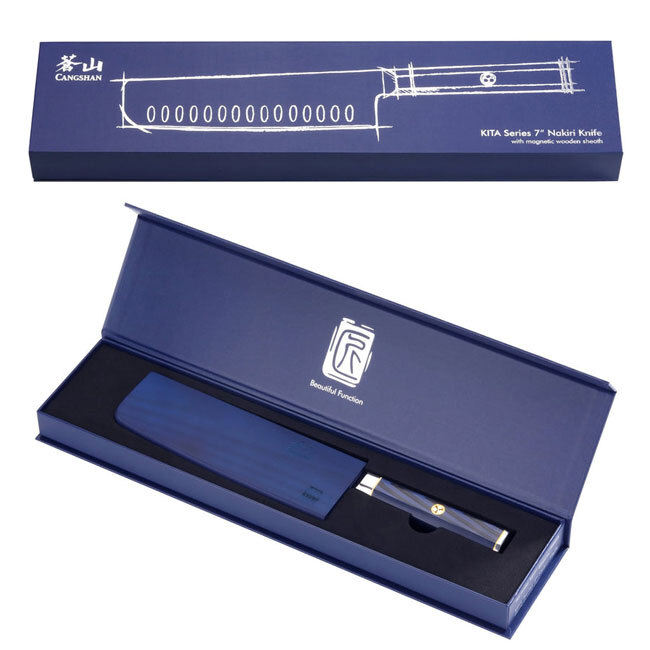 Cangshan KITA Series Blue 7” Nakiri Knife with Sheath - box