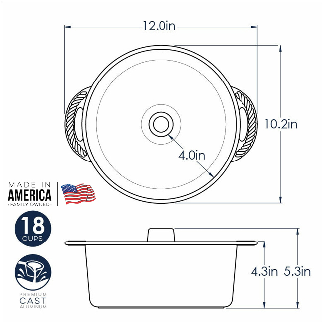 Nordic Ware Pound & Angelfood Cake Pan Dimensions