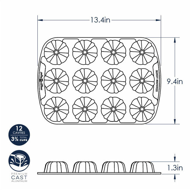 Nordic Ware Bundt® Brownie Pan - dimensions