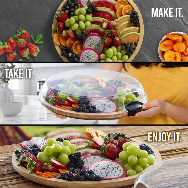 Build-A-Board™ Cutting Board with Clear Locking Lid, 14” Round