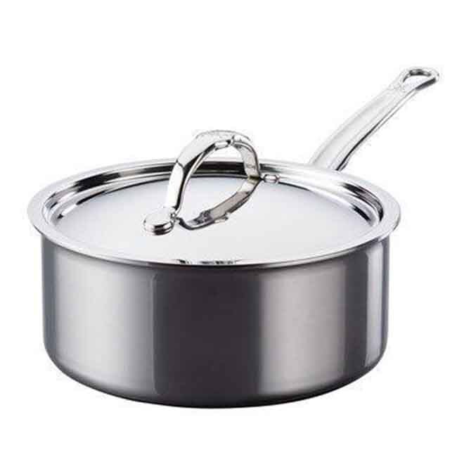 Hestan NanoBond Titanium Stainless Steel Saucepan with Lid, Stainless Steel, 3.0 Quart