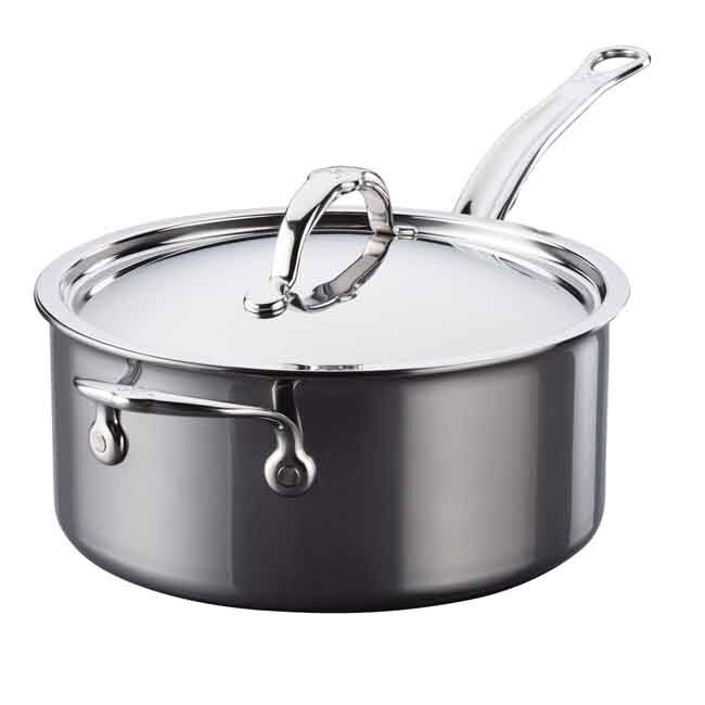 Product Hestan NanoBond Titanium Stainless Steel Saucepan with Lid, Stainless Steel, 4.0-Quart