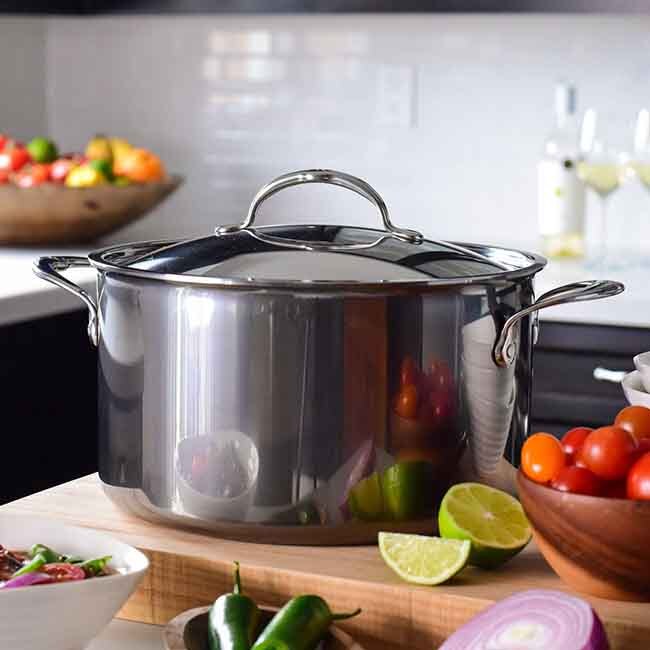 Hestan NanoBond® Titanium Stainless Steel Soup Pot with Lid, Stainless Steel, 8-Quart Lifestyle