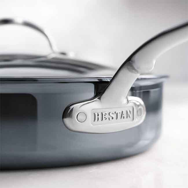 Hestan NanoBond Titanium Stainless Steel Sauté Pan with Lid, Stainless Steel, 5.0 Quart