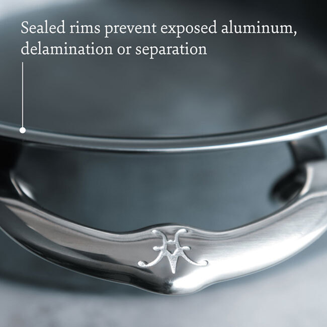 Hestan NanoBond® Titanium Stainless Steel Essential Pan with Lid, 5 Quart sealed rims