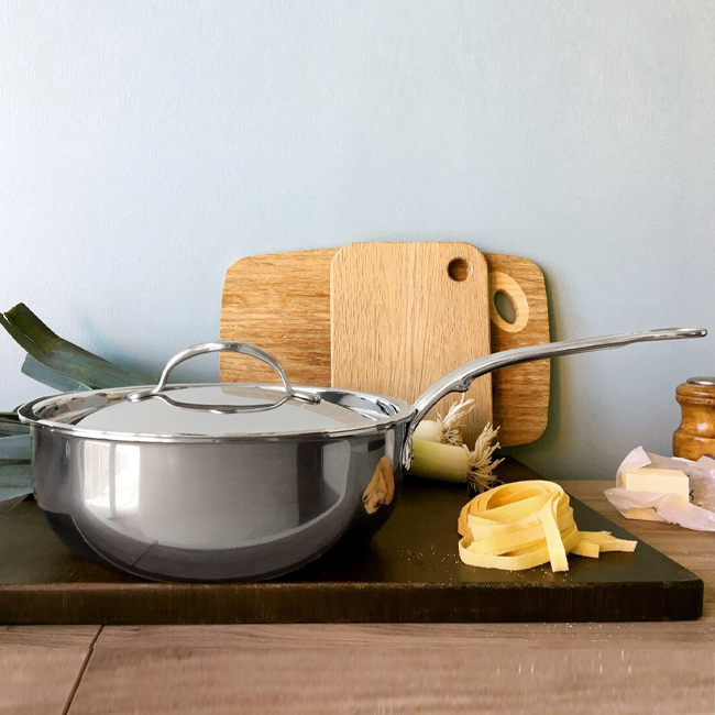 Hestan Nanobond Titanium Stainless Steel Essential Pan with Lid, Stainless Steel, 3.5 Quart