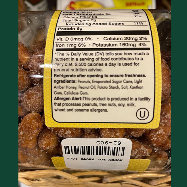 Bertie County Peanuts | Honey Roasted Peanuts - ingredients
