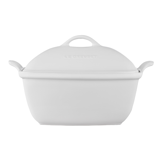 Le Creuset 4.5 Qt Deep Covered Baker w/Lid - Side - White