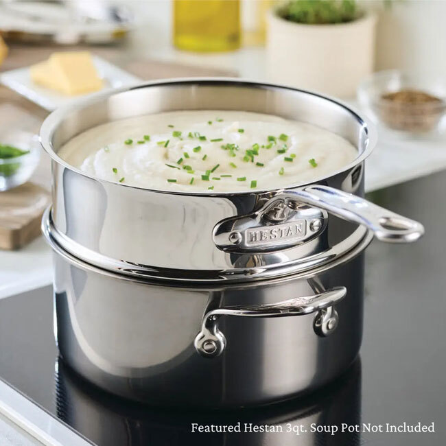 Hestan Provisions Stainless Steel Double Boiler Insert, 3-Quart in use