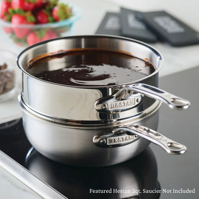 Hestan Provisions Stainless Steel Double Boiler Insert, 3-Quart in use