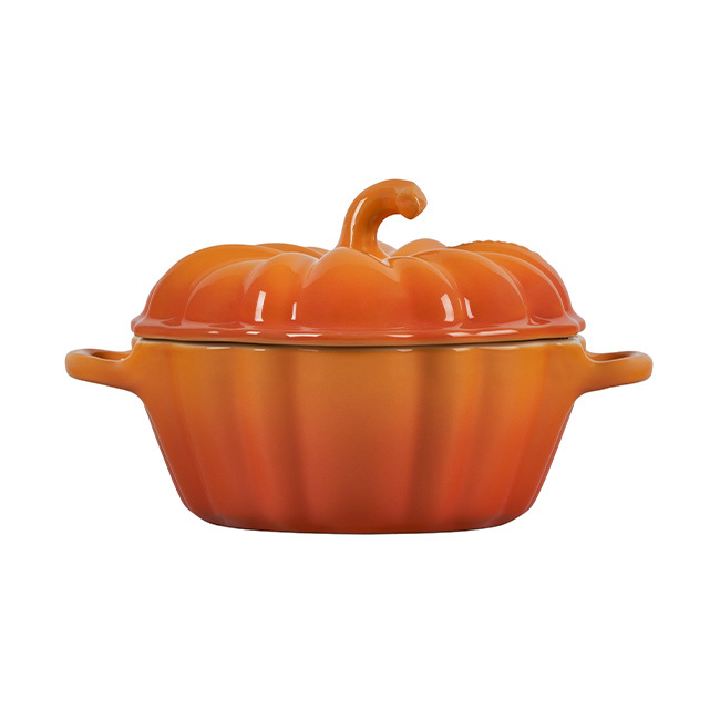 Le Creuset Stoneware Figural Pumpkin Petite Cocotte | Persimmon - side