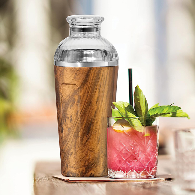 Oggi™ Groove Double Walled Cocktail Shaker with Lid - Mills & Co