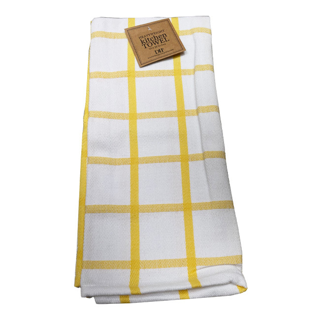 Yarrow Yellow Windowpane Plaid Dishtowel