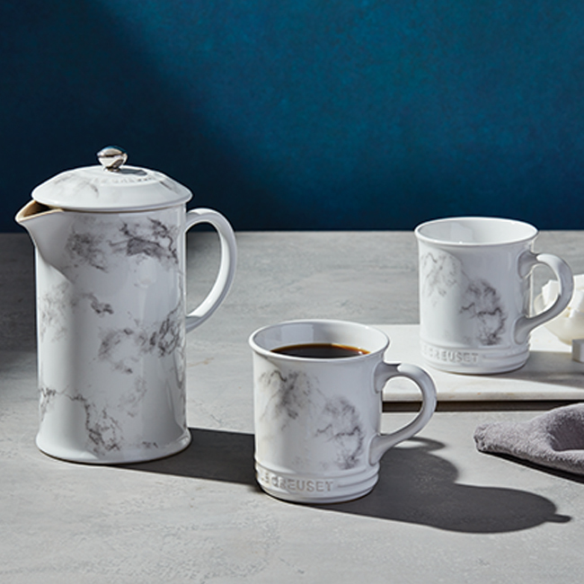 Le Creuset Vancouver Mug | Marble - Lifestyle with French Press